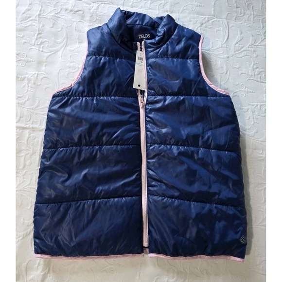 ZELOS Girls Blue pink Lightweight Packable Puffer Vest Zip Up Size XL NWT - Picture 1 of 13